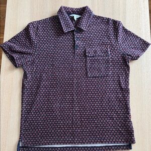 J.Crew Men's Navy Polo Shirt with Red Geo Print worn once